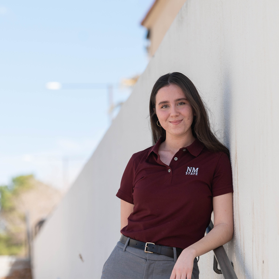 Student posing for professional headshot